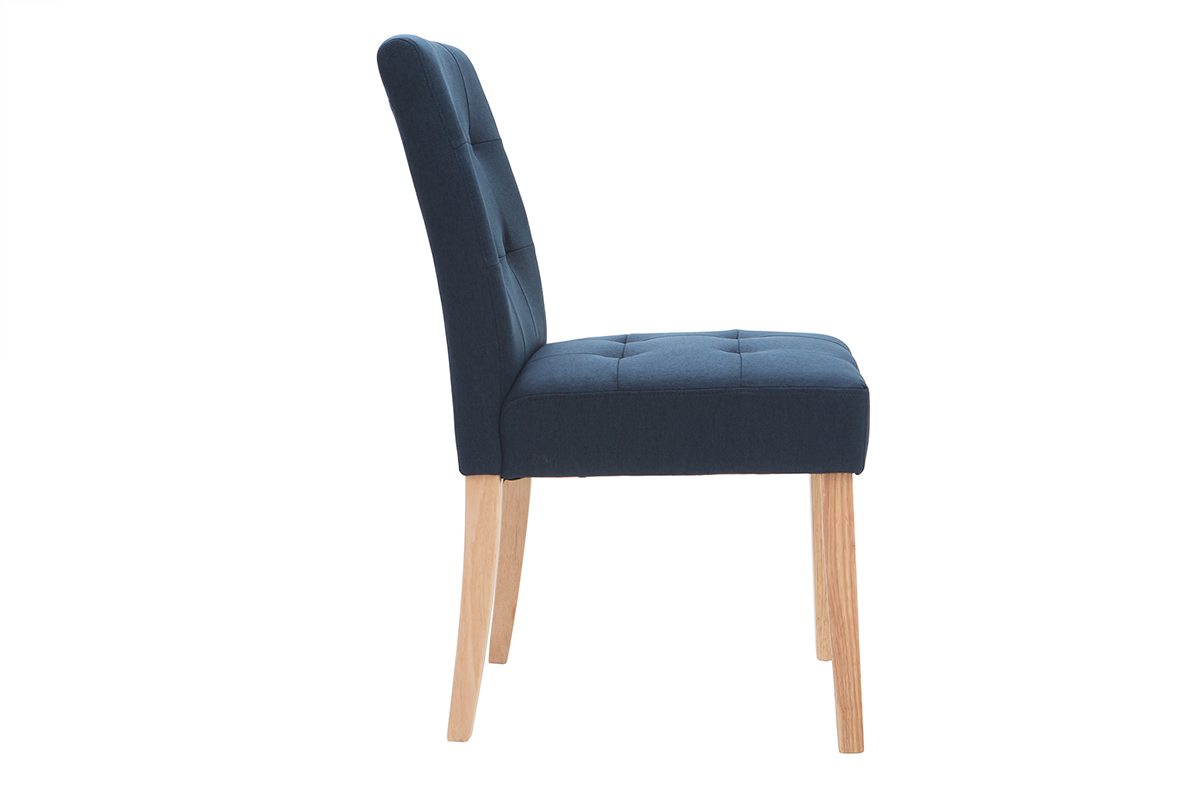 Chaises capitonn�es en tissu bleu et bois (lot de 2) ESTER