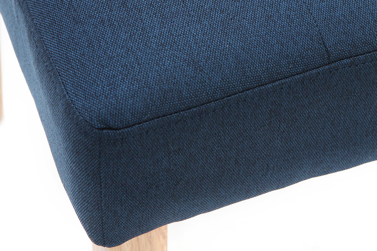 Chaises capitonn�es en tissu bleu et bois (lot de 2) ESTER