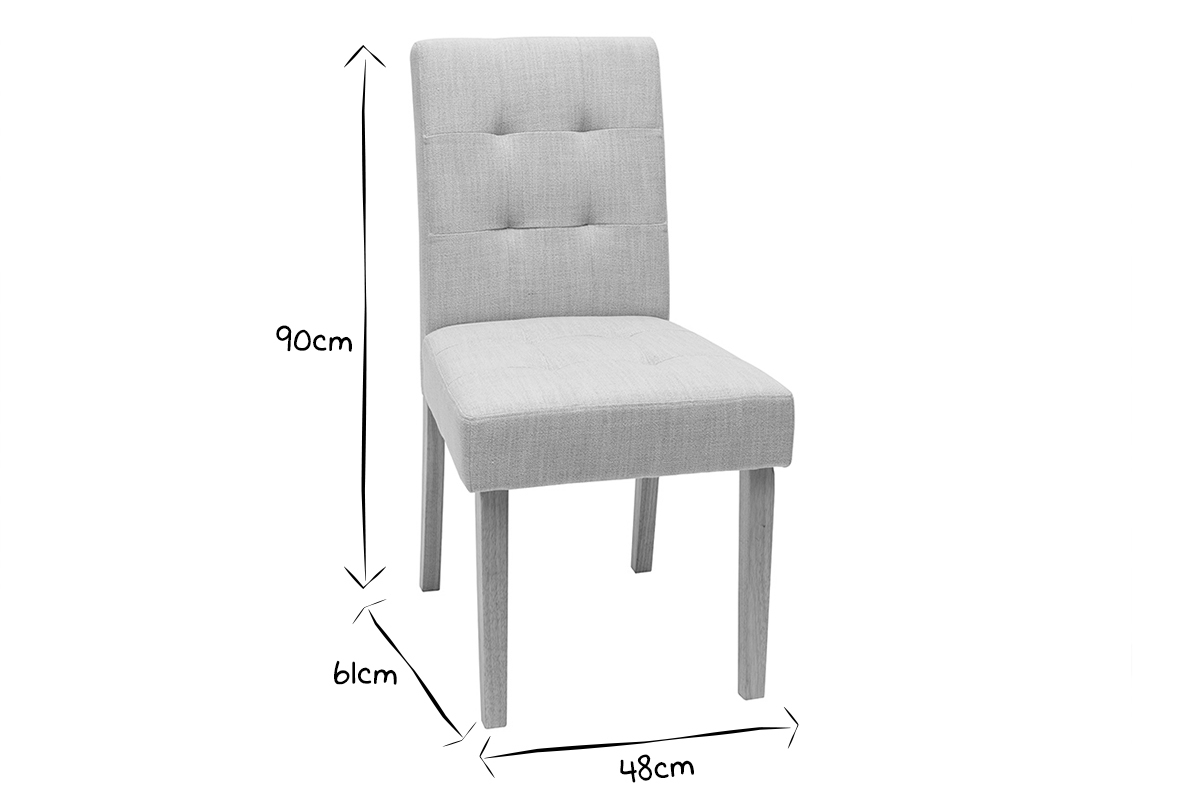 Chaises capitonn�es en tissu bleu et bois (lot de 2) ESTER