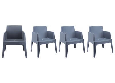 Chaises de jardin design gris fum&eacute; Lot de 4 LALI