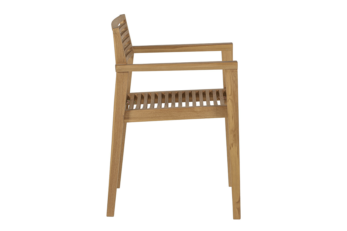 Chaises de jardin empilables en bois teck massif (lot de 2) KAYU