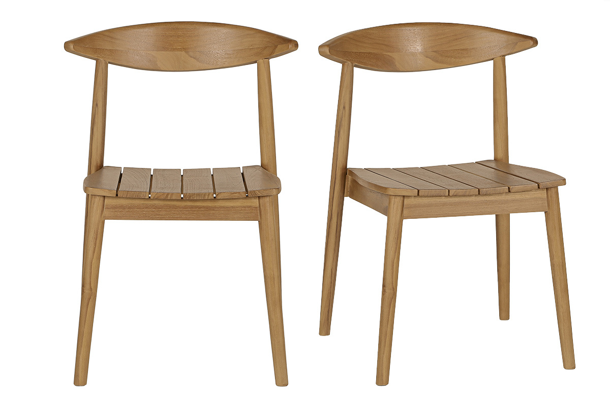Chaises de jardin empilables en bois teck massif (lot de 2) SAGARA