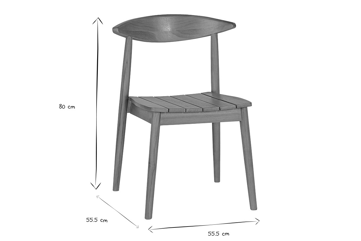 Chaises de jardin empilables en bois teck massif (lot de 2) SAGARA