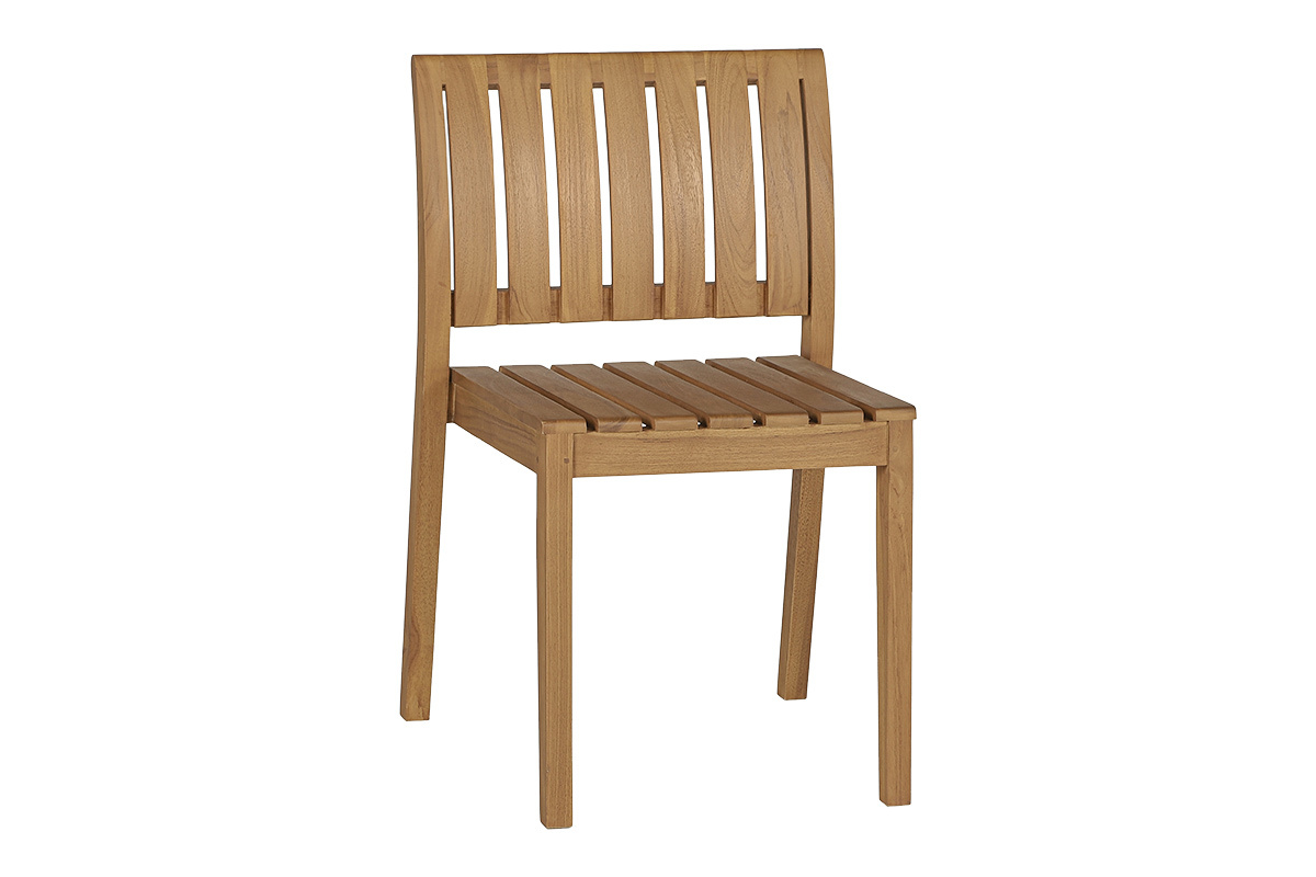 Chaises de jardin empilables en bois teck massif (lot de 2) TECKA