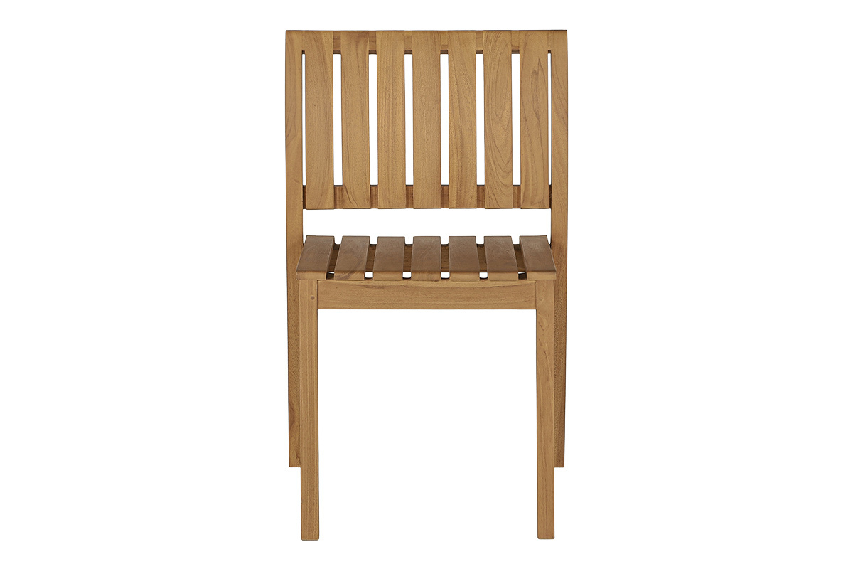 Chaises de jardin empilables en bois teck massif (lot de 2) TECKA