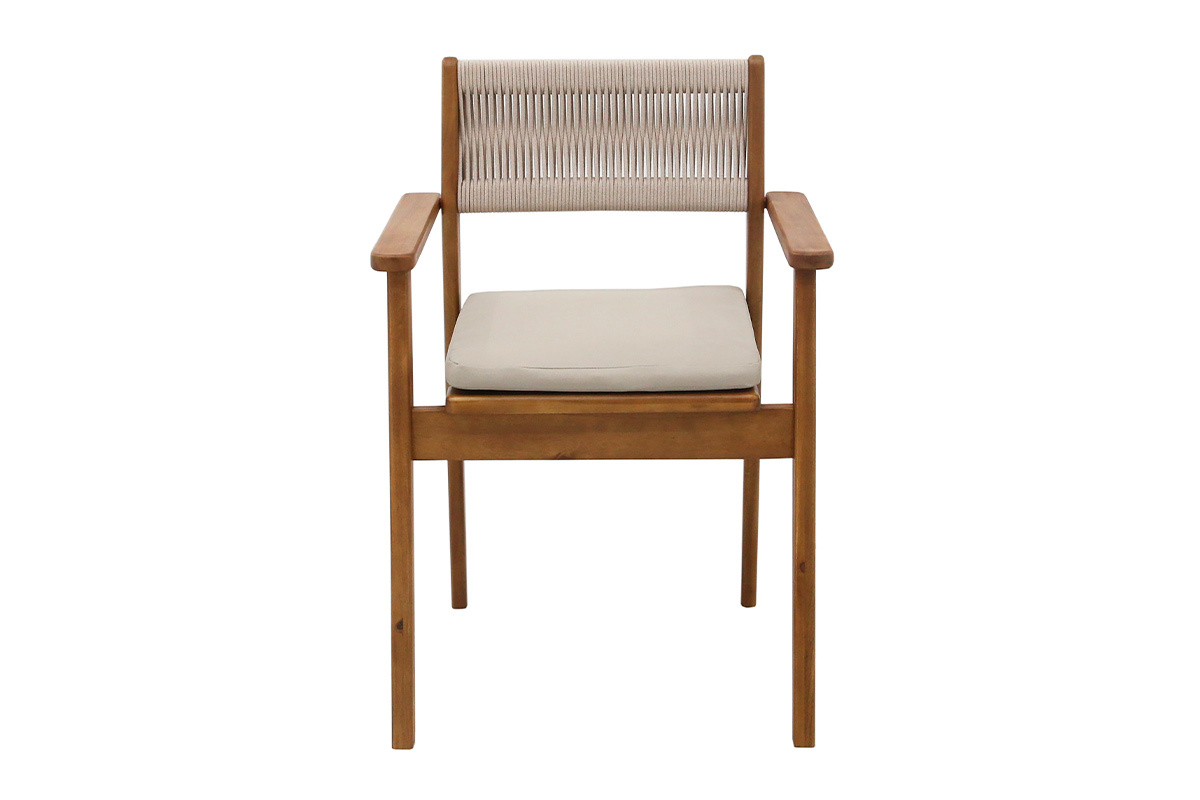 Chaises de jardin en bois massif et corde tress�e (lot de 2) ZEPHYR