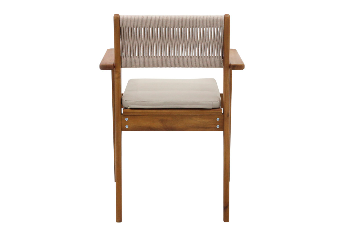 Chaises de jardin en bois massif et corde tress�e (lot de 2) ZEPHYR