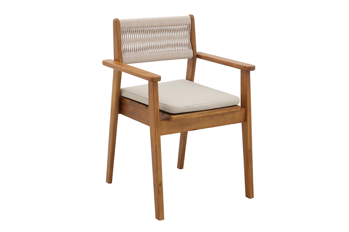 Chaises de jardin en bois massif et corde tress�e (lot de 2) ZEPHYR