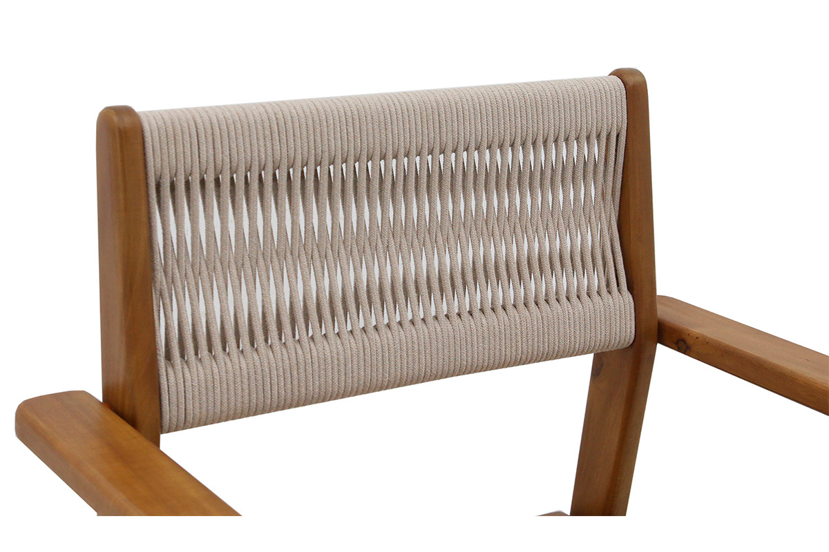 Chaises de jardin en bois massif et corde tress�e (lot de 2) ZEPHYR