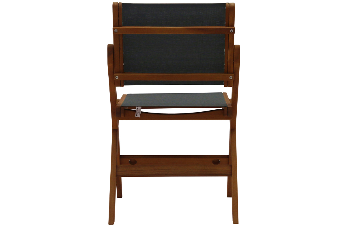 Chaises de jardin gris fonc et bois massif (lot de 2) APIK