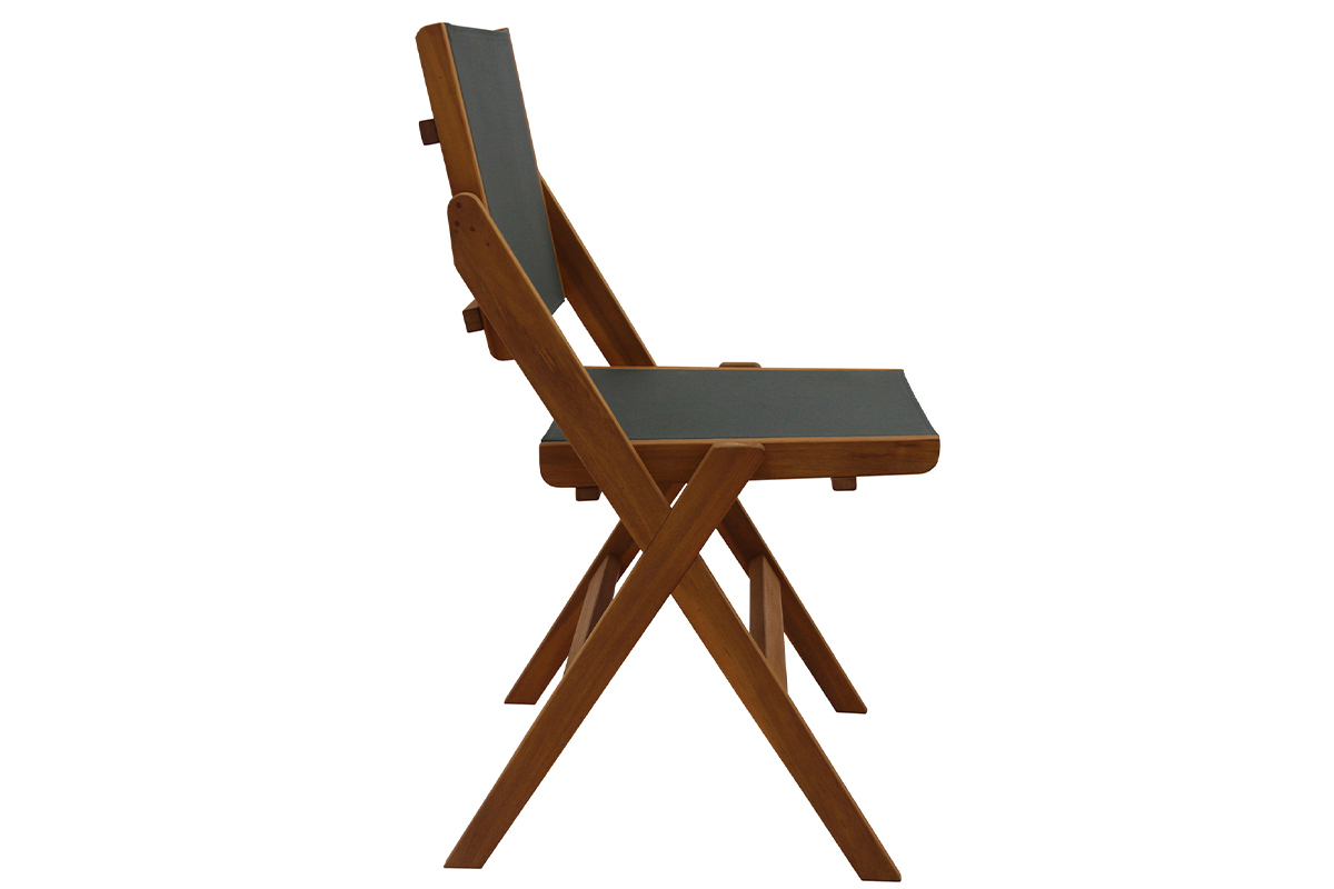 Chaises de jardin gris fonc et bois massif (lot de 2) APIK