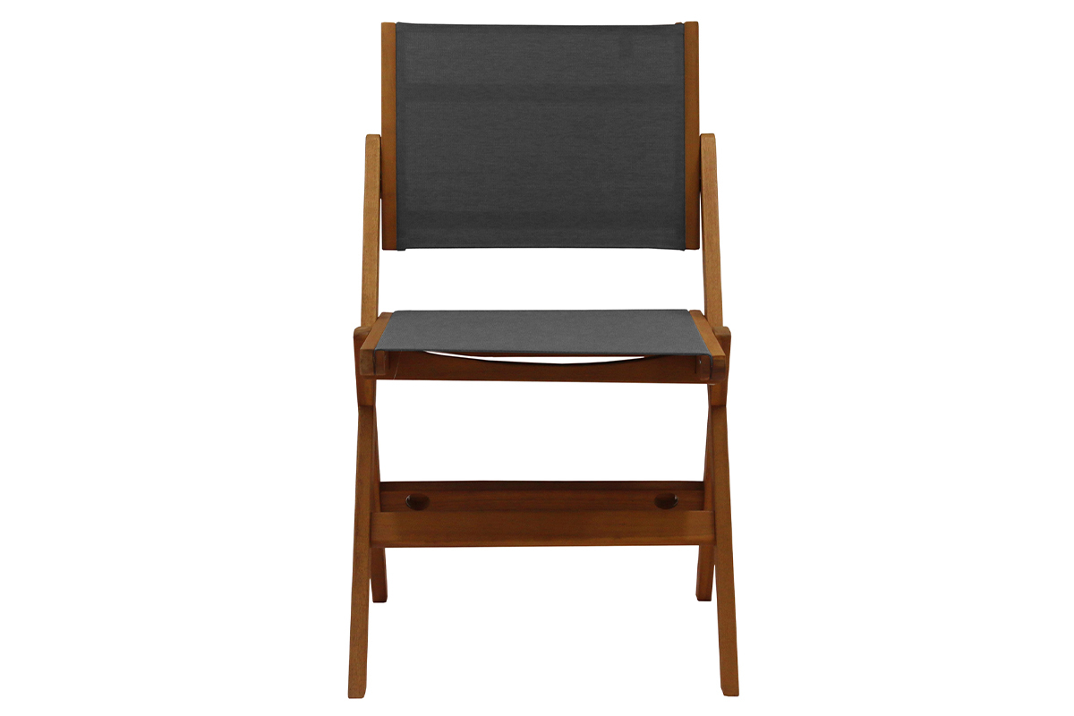 Chaises de jardin gris fonc et bois massif (lot de 2) APIK