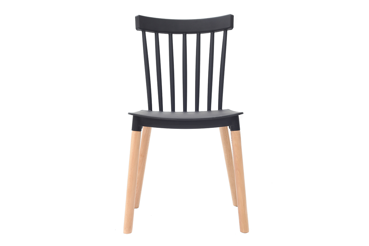 Chaises design bicolores noir et bois (lot de 2) GAMBO