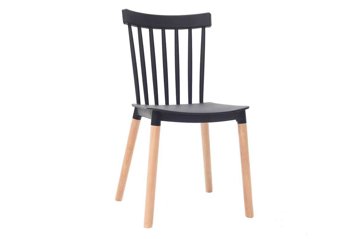 Chaises design bicolores noir et bois (lot de 2) GAMBO