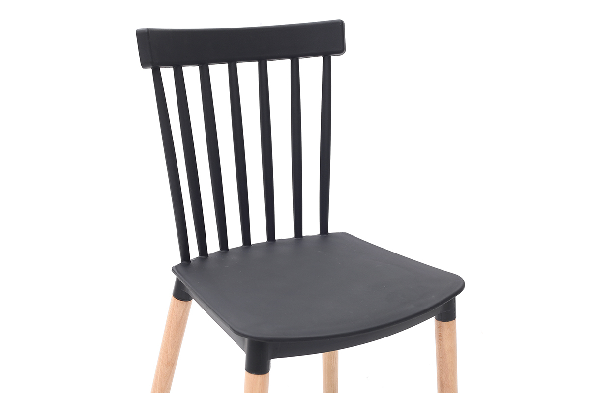 Chaises design bicolores noir et bois (lot de 2) GAMBO