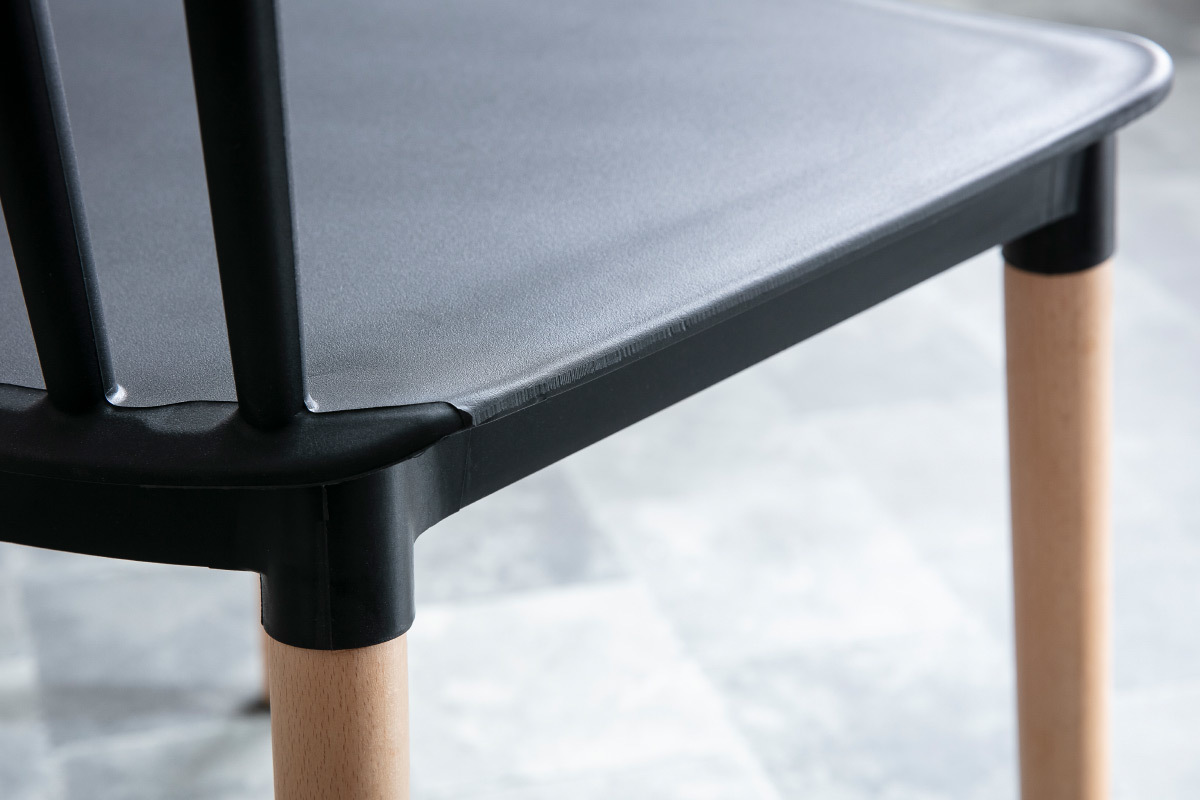 Chaises design bicolores noir et bois (lot de 2) GAMBO