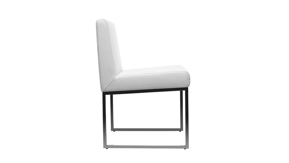 Chaises design blanc et acier chrom (lot de 2) JUNIA