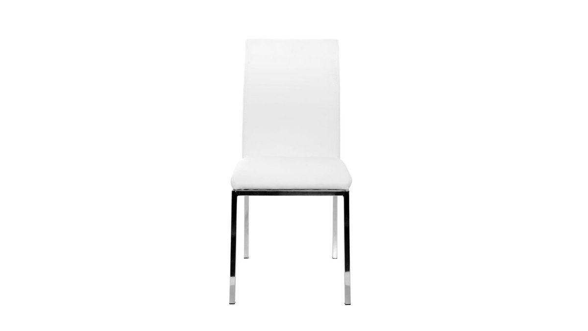 Chaises design blanc et acier chrom (lot de 2) SIMEA