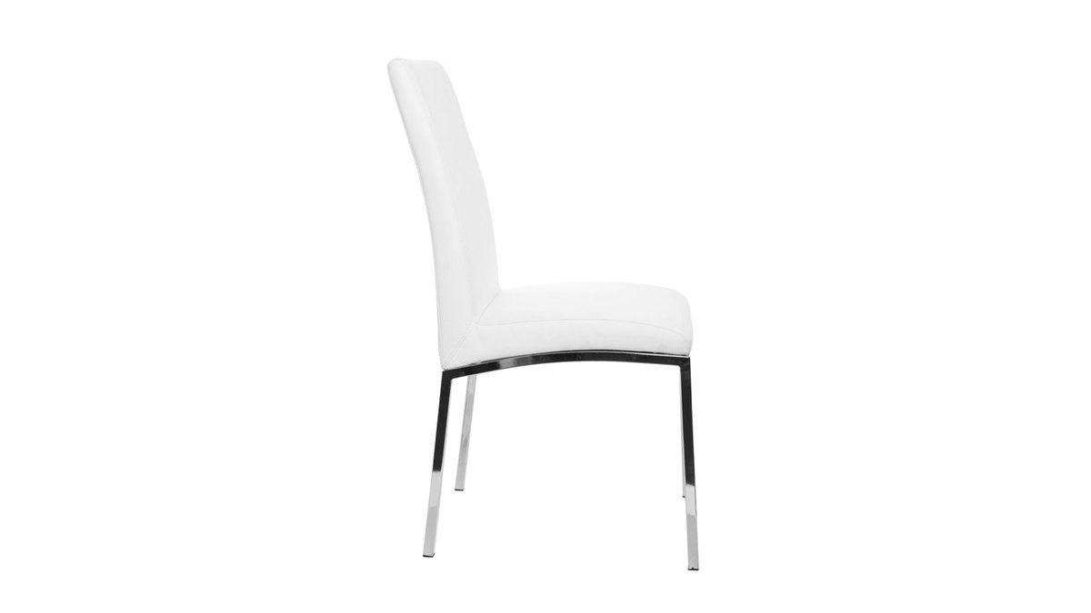 Chaises design blanc et acier chrom (lot de 2) SIMEA