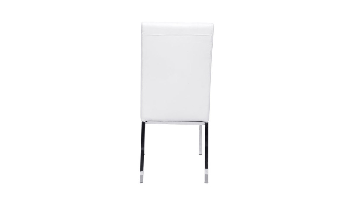 Chaises design blanc et acier chrom (lot de 2) SIMEA