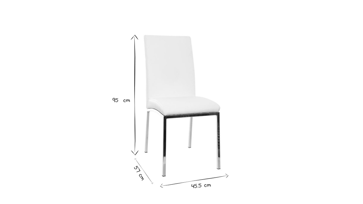 Chaises design blanc et acier chromé (lot de 2) SIMEA