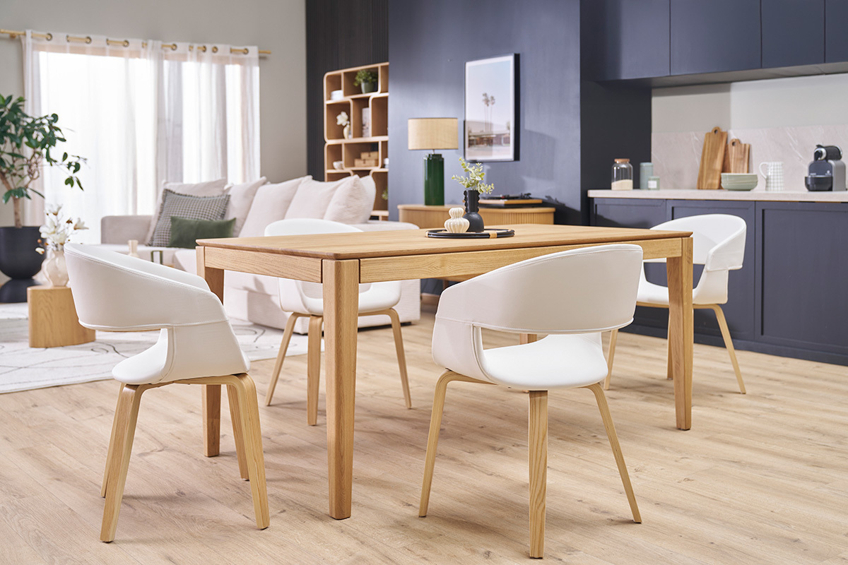 Chaises design blanc et bois clair (lot de 2) SLAM