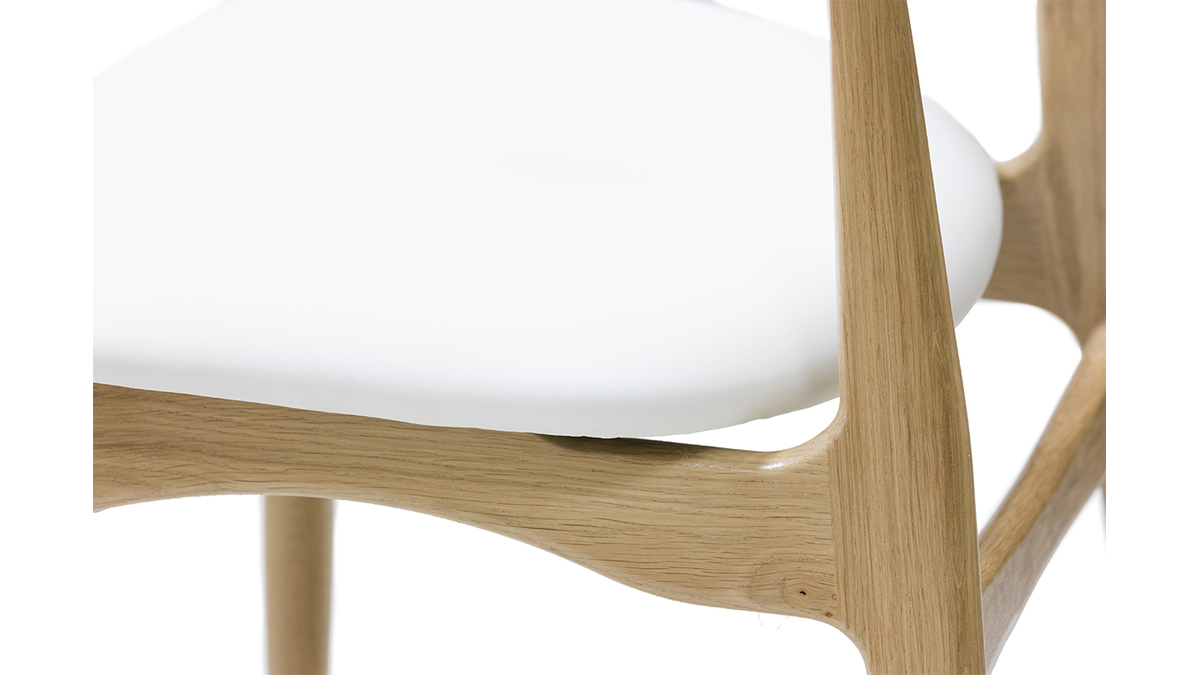 Chaises design blanc et bois clair chêne massif (lot de 2) VICKY - Miliboo