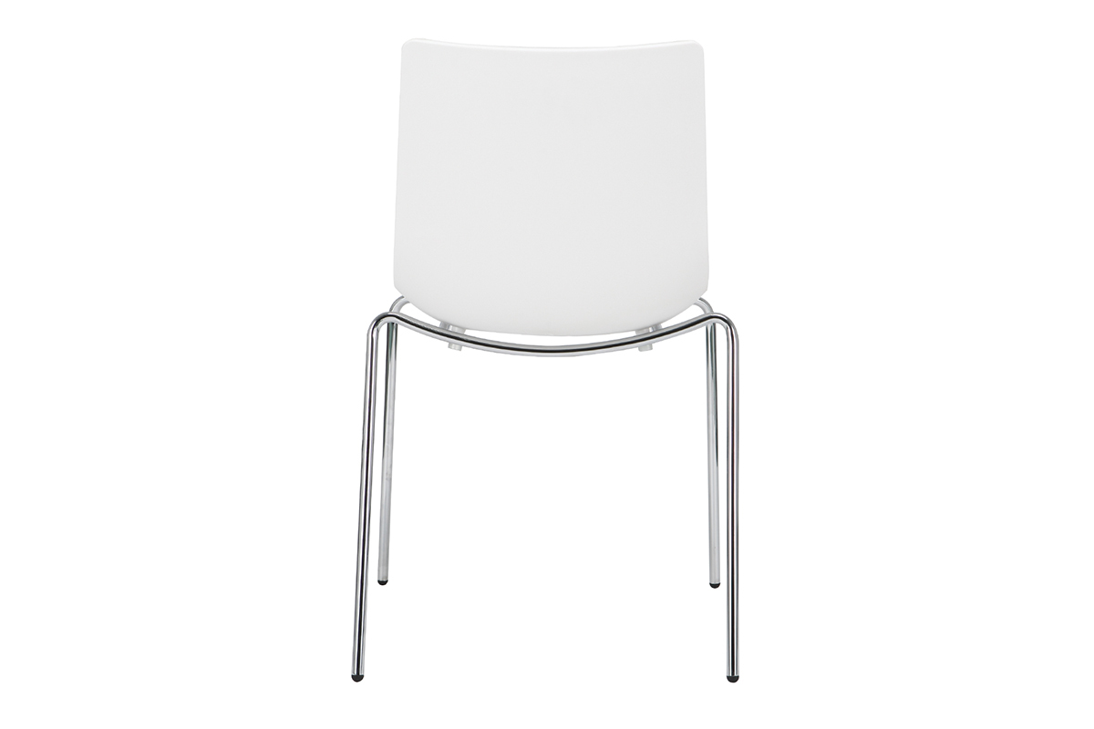 Chaises design blanches empilables avec pieds en m�tal (lot de 2) CELEBRATION