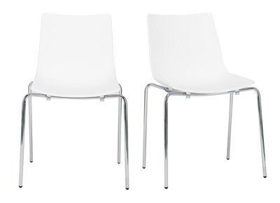 Chaises design blanches empilables avec pieds en m&eacute;tal (lot de 2) CELEBRATION
