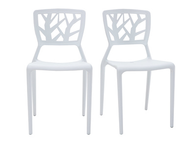 Chaises design blanches empilables int&eacute;rieur / ext&eacute;rieur (lot de 2) KATIA