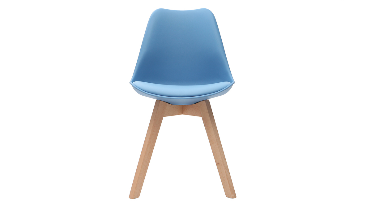 Chaises design bleu ciel avec pieds bois clair (lot de 2) PAULINE