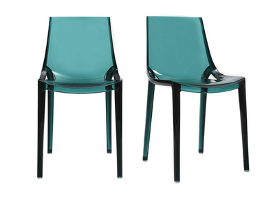 Chaises design bleu p&eacute;trole empilables int&eacute;rieur / ext&eacute;rieur (lot de 2) YZEL