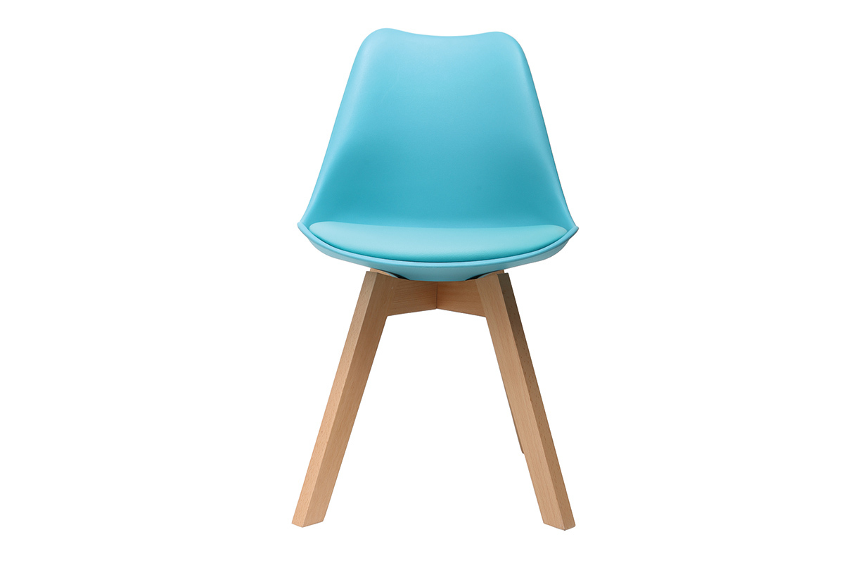 Chaises design bleues avec pieds bois (lot de 2) PAULINE