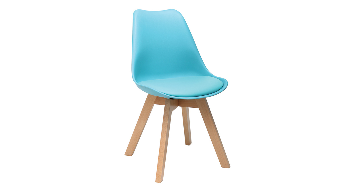 Chaises design bleues avec pieds bois (lot de 2) PAULINE