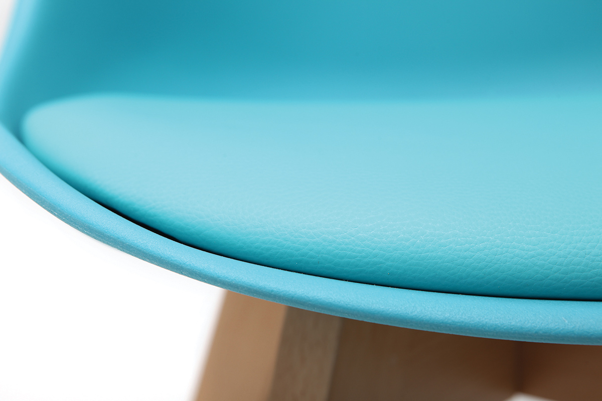 Chaises design bleues avec pieds bois (lot de 2) PAULINE
