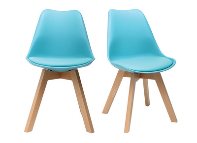 Chaises design bleues avec pieds bois (lot de 2) PAULINE