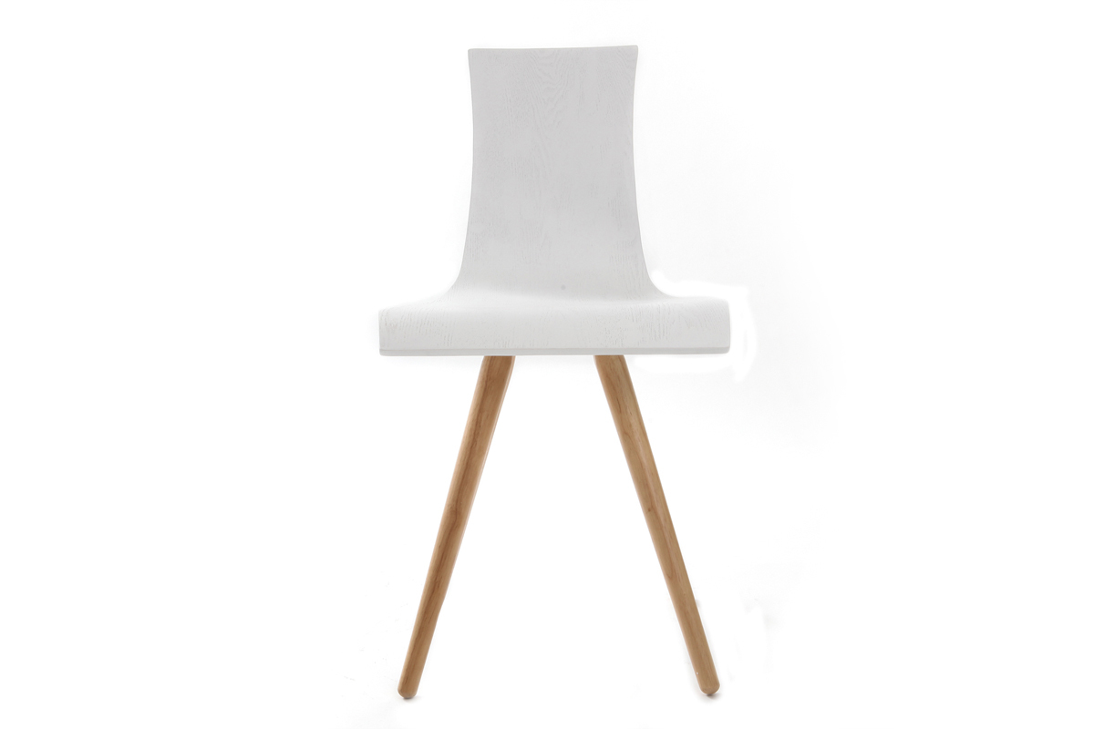 Chaises design bois et blanc (lot de 2) BALTIK