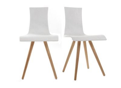 Chaises design bois et blanc (lot de 2) BALTIK