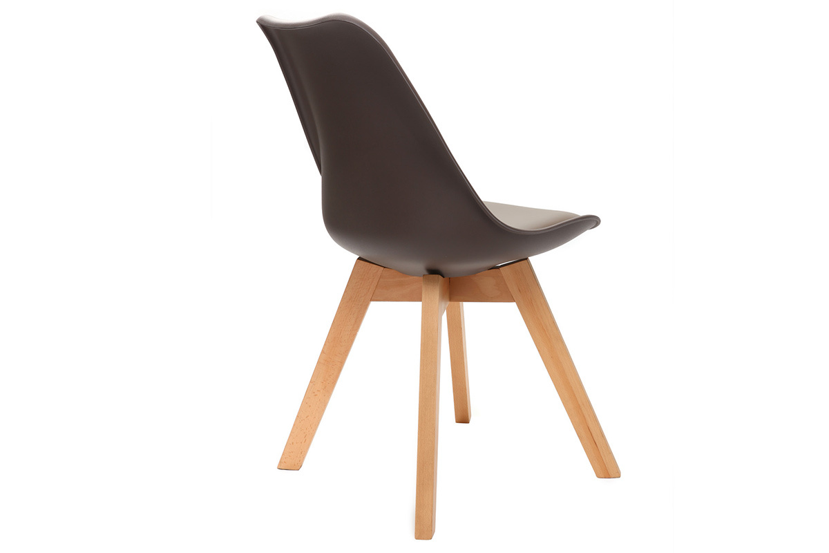 Chaises design chocolat avec pieds bois clair (lot de 2) PAULINE