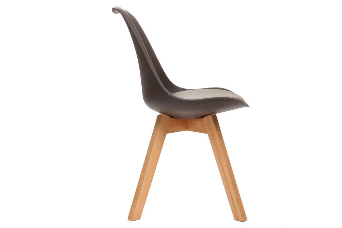Chaises design chocolat avec pieds bois clair (lot de 2) PAULINE