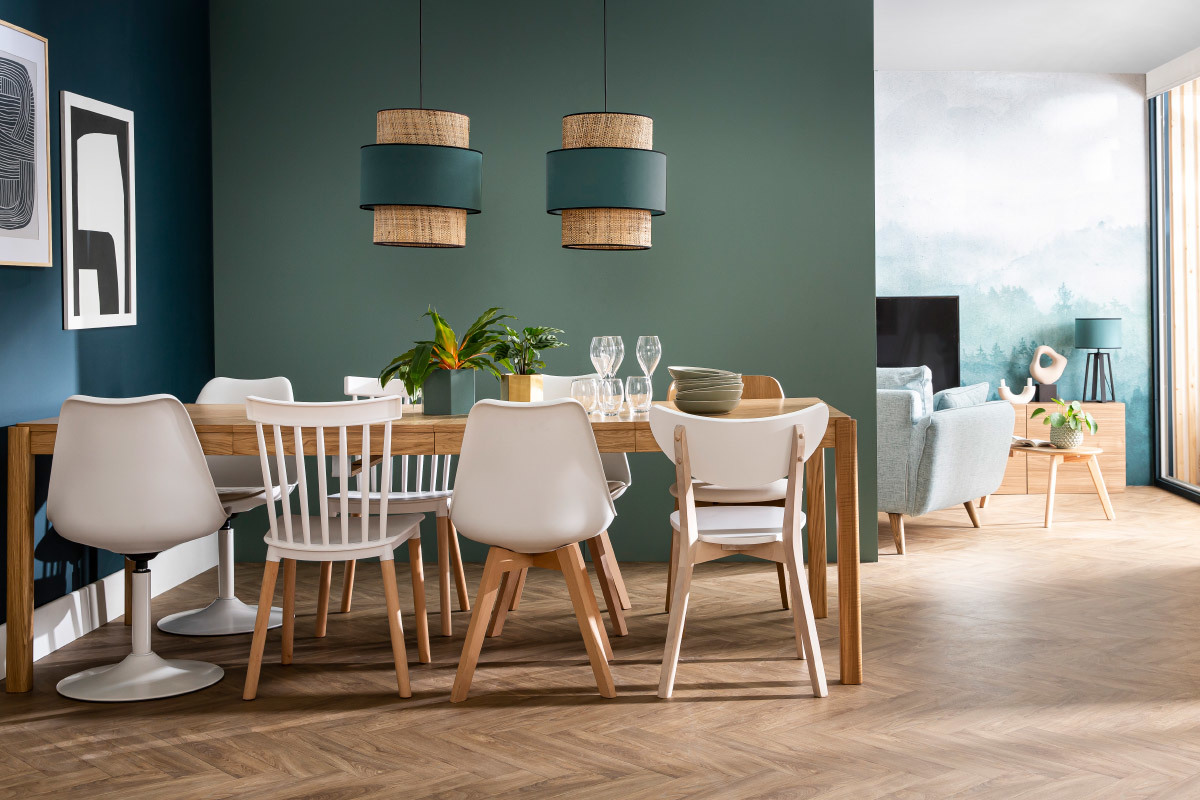 Chaises design chocolat avec pieds bois clair (lot de 2) PAULINE