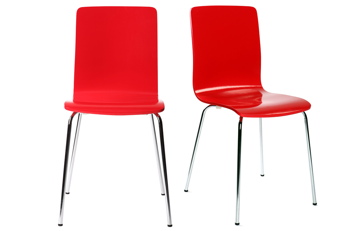 Chaises design cuisine rouges (lot de 2) NELLY