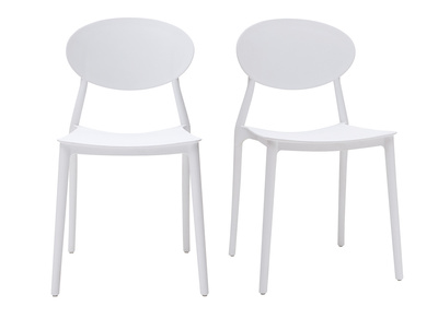 Chaises design empilables blanches (lot de 2) ANNA