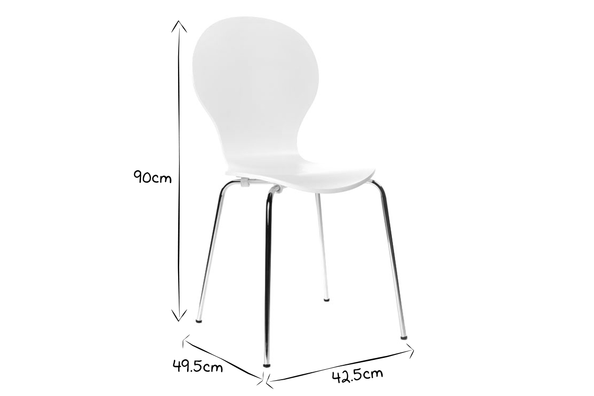 Chaises design empilables blanches (lot de 2) NEW ABIGAIL