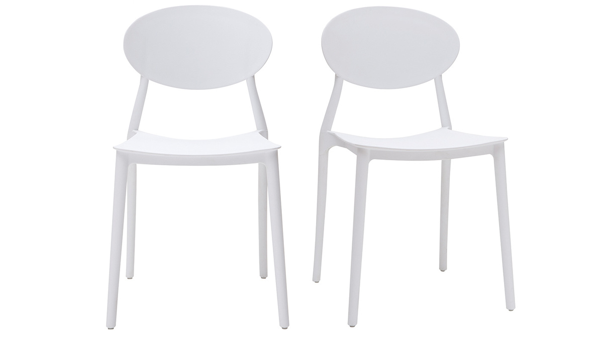 Chaises design empilables blanches intrieur - extrieur (lot de 2) ANNA