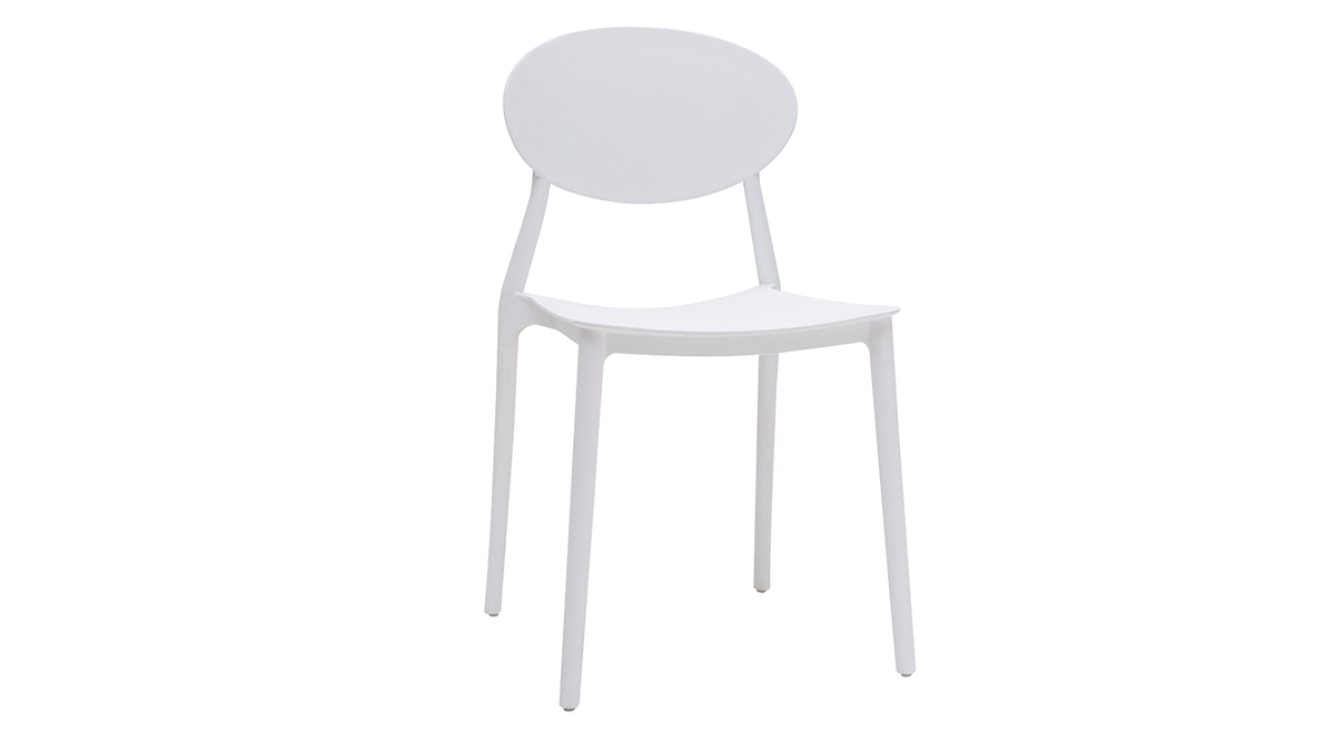 Chaises design empilables blanches intrieur - extrieur (lot de 2) ANNA