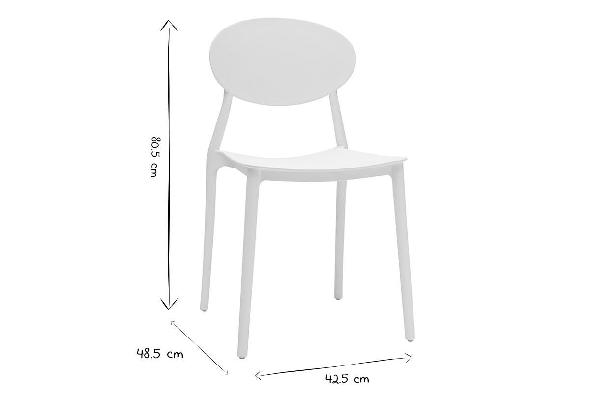 Chaises design empilables blanches intrieur - extrieur (lot de 2) ANNA