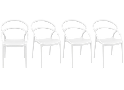 Chaises design empilables blanches int&eacute;rieur / ext&eacute;rieur (lot de 4) COLIBRI