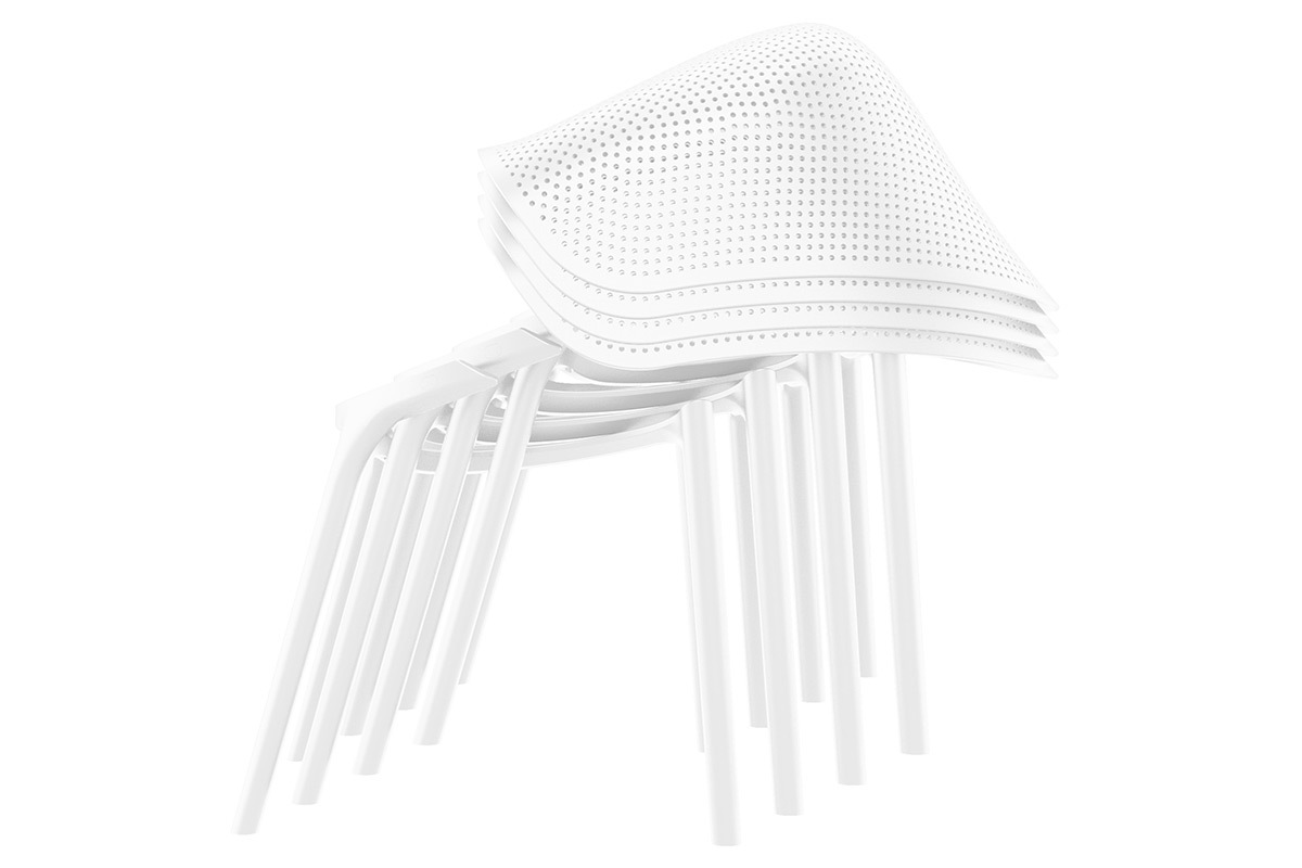 Chaises design empilables blanches int�rieur / ext�rieur (lot de 4) OSKOL