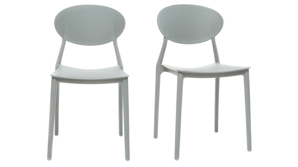 Chaises design empilables gris clair intrieur - extrieur (lot de 2) ANNA